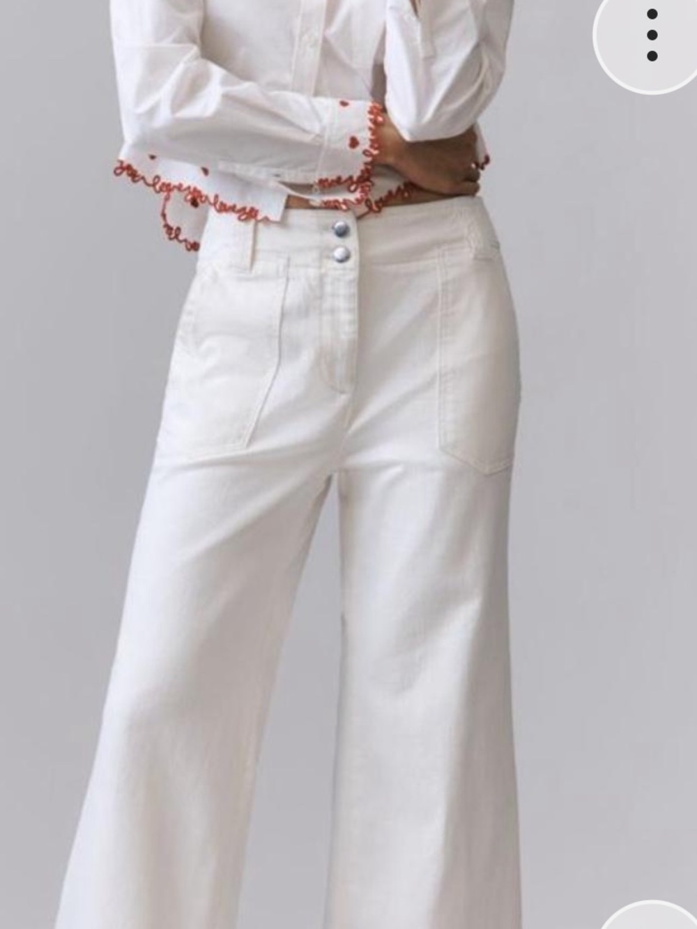 Maeve Naomi High-Waist White Wide-Leg Linen Blend Pants - Picture 2 of 12